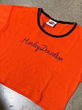 Harley-Davidson Orange and Black Crop Top